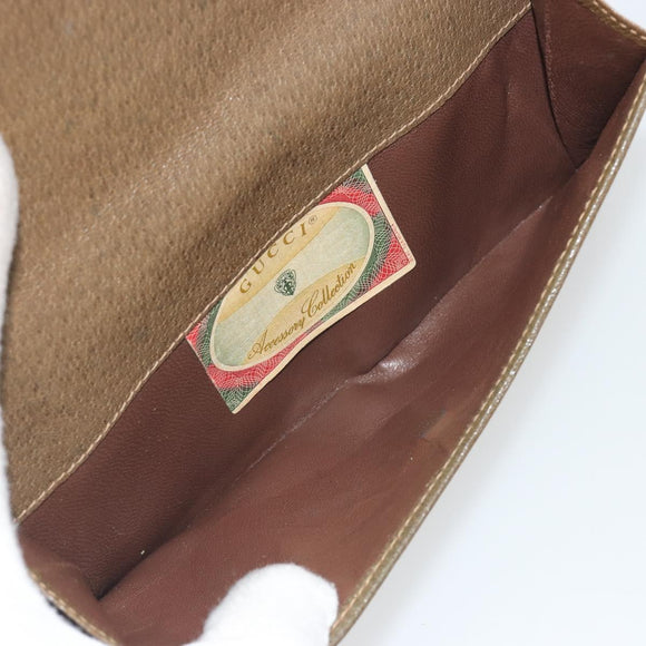 GUCCI GG Supreme Web Sherry Line Long Wallet PVC Beige Gold Auth 196939