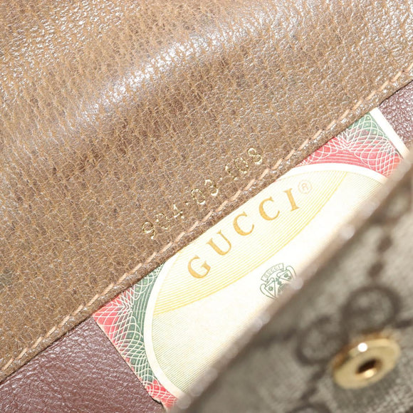 GUCCI GG Supreme Web Sherry Line Long Wallet PVC Beige Gold Auth 196939