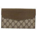 GUCCI GG Supreme Web Sherry Line Long Wallet PVC Beige Gold Auth 196939-2