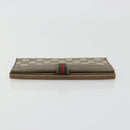 GUCCI GG Supreme Web Sherry Line Long Wallet PVC Beige Gold Auth 196939-5