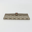 GUCCI GG Supreme Web Sherry Line Long Wallet PVC Beige Gold Auth 196939-6