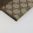 GUCCI GG Supreme Web Sherry Line Long Wallet PVC Beige Gold Auth 196939-14