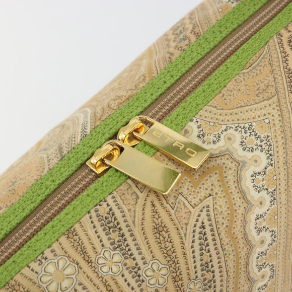 ETRO Hand Bag PVC Canvas Beige Gold Auth 196941A
