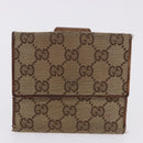 GUCCI GG Canvas Long Wallet 2 Set Beige Gold Auth 196947-11