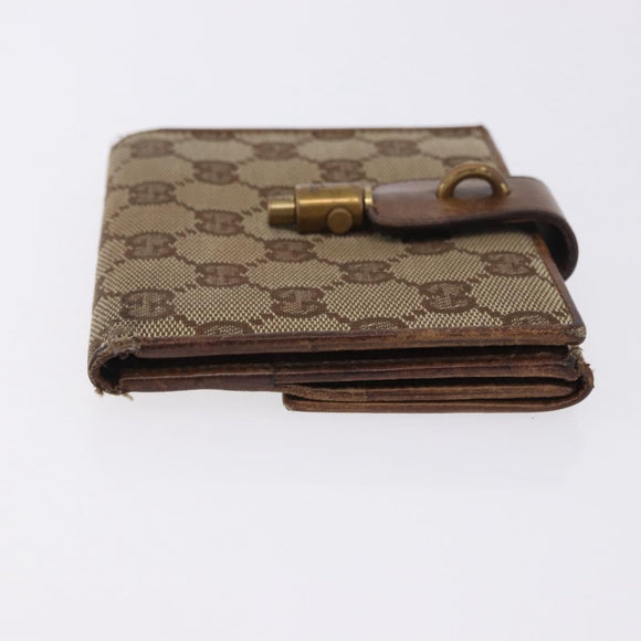 GUCCI GG Canvas Long Wallet 2 Set Beige Gold Auth 196947