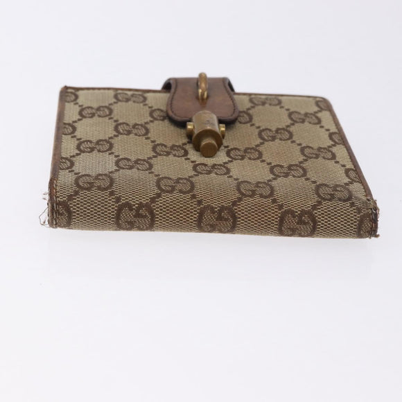 GUCCI GG Canvas Long Wallet 2 Set Beige Gold Auth 196947