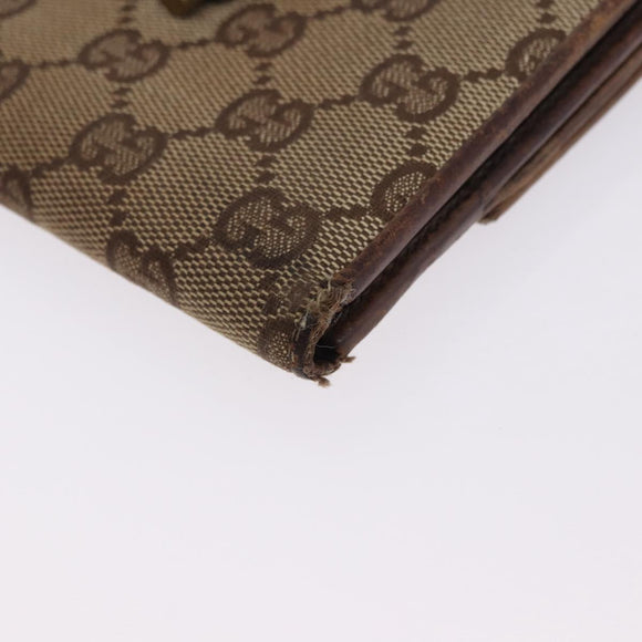 GUCCI GG Canvas Long Wallet 2 Set Beige Gold Auth 196947