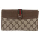 GUCCI GG Canvas Long Wallet 2 Set Beige Gold Auth 196947-2