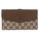 GUCCI GG Canvas Long Wallet 2 Set Beige Gold Auth 196947-3