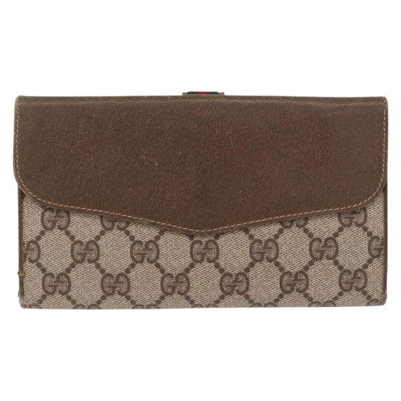 GUCCI GG Canvas Long Wallet 2 Set Beige Gold Auth 196947