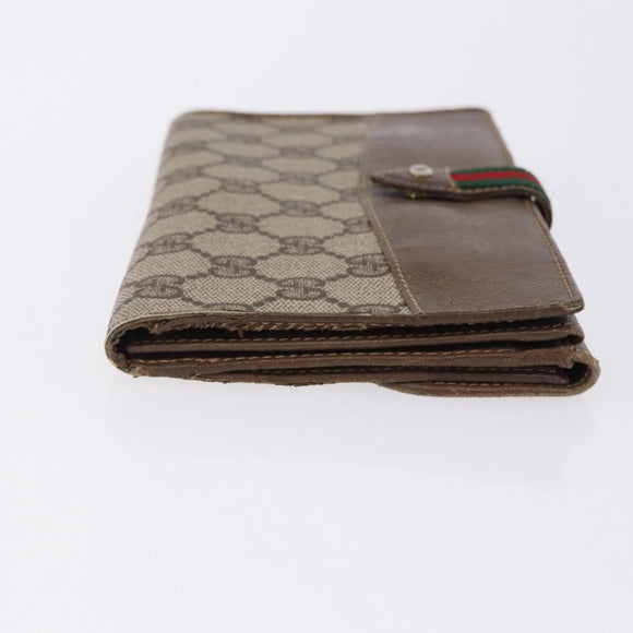 GUCCI GG Canvas Long Wallet 2 Set Beige Gold Auth 196947