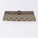 GUCCI GG Canvas Long Wallet 2 Set Beige Gold Auth 196947-6