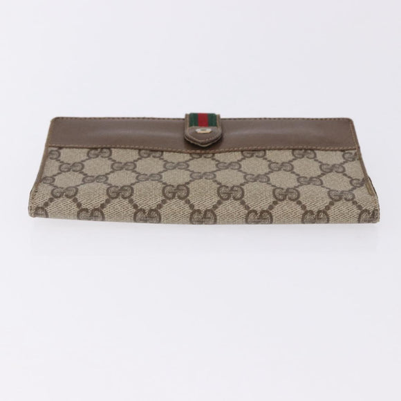 GUCCI GG Canvas Long Wallet 2 Set Beige Gold Auth 196947