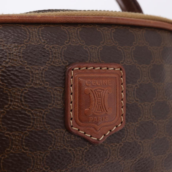 CELINE Macadam Canvas Hand Bag PVC Leather 2way Brown Gold Auth 196958