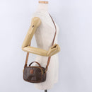 CELINE Macadam Canvas Hand Bag PVC Leather 2way Brown Gold Auth 196958-23