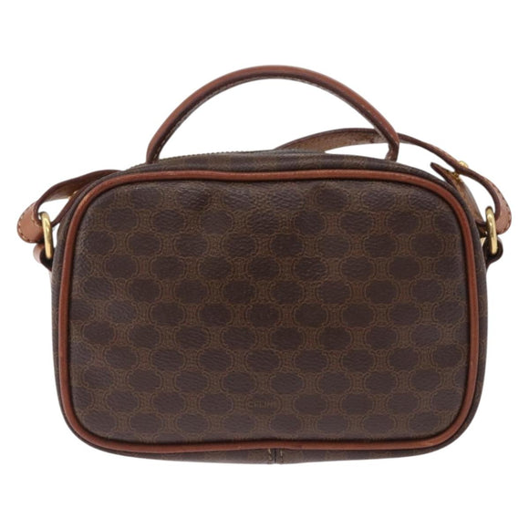 CELINE Macadam Canvas Hand Bag PVC Leather 2way Brown Gold Auth 196958