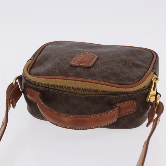 CELINE Macadam Canvas Hand Bag PVC Leather 2way Brown Gold Auth 196958