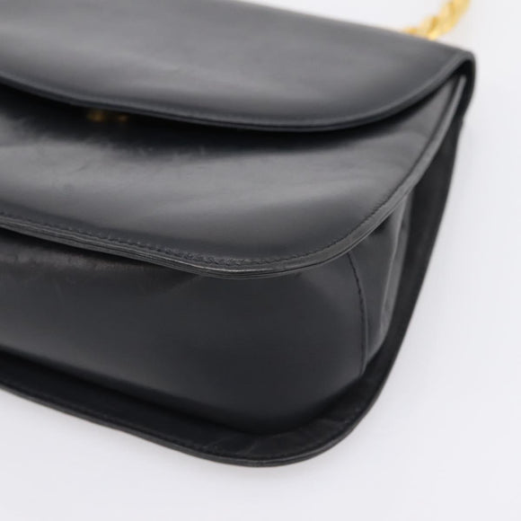 Salvatore Ferragamo Gancini Hand Bag Leather Black Gold Auth 196959A