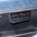 Salvatore Ferragamo Gancini Hand Bag Leather Black Gold Auth 196959A-14