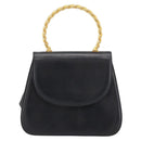 Salvatore Ferragamo Gancini Hand Bag Leather Black Gold Auth 196959A-2