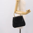 Salvatore Ferragamo Gancini Hand Bag Leather Black Gold Auth 196959A-20