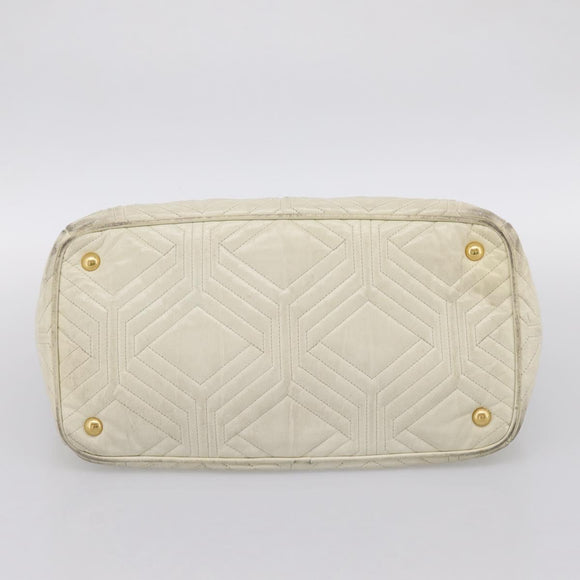 Miu Miu Hand Bag Leather Ivory Gold Auth 196961A