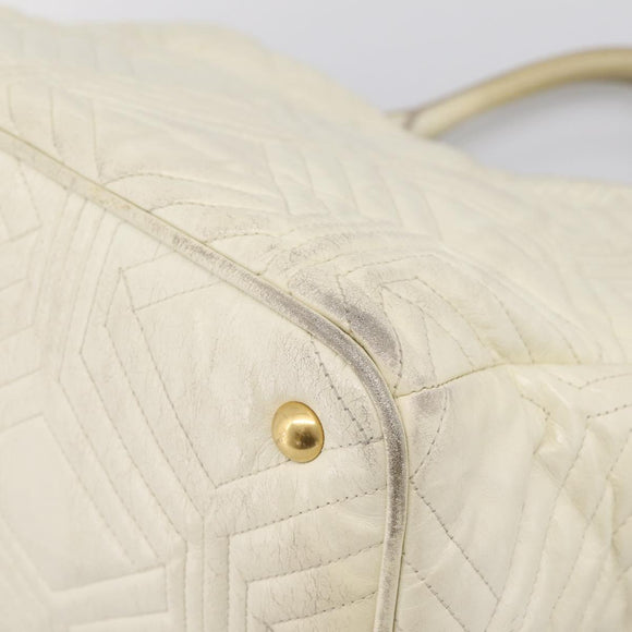Miu Miu Hand Bag Leather Ivory Gold Auth 196961A