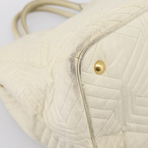 Miu Miu Hand Bag Leather Ivory Gold Auth 196961A