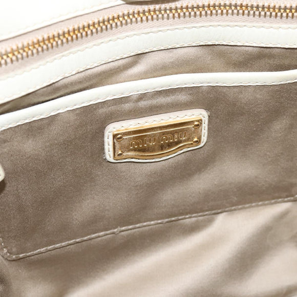 Miu Miu Hand Bag Leather Ivory Gold Auth 196961A
