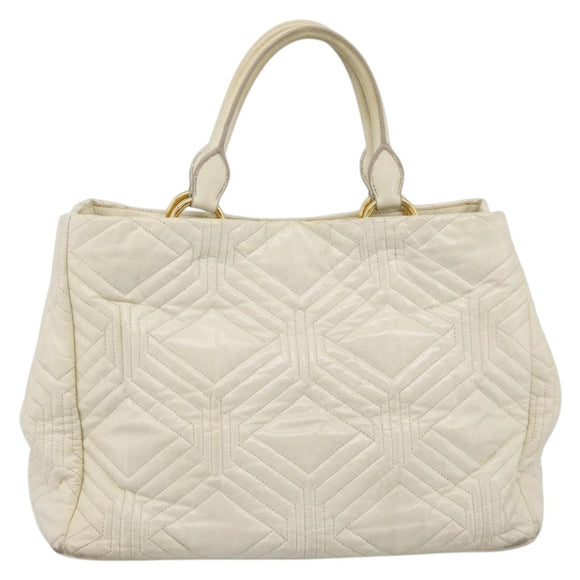Miu Miu Hand Bag Leather Ivory Gold Auth 196961A