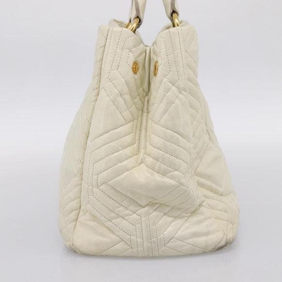 Miu Miu Hand Bag Leather Ivory Gold Auth 196961A