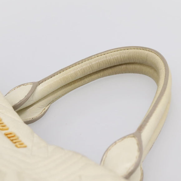 Miu Miu Hand Bag Leather Ivory Gold Auth 196961A