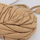 Miu Miu Matelasse Hand Bag Leather 2way Beige Gold Auth 196973V-15