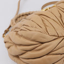 Miu Miu Matelasse Hand Bag Leather 2way Beige Gold Auth 196973V-16