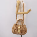 Miu Miu Matelasse Hand Bag Leather 2way Beige Gold Auth 196973V-24
