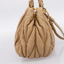 Miu Miu Matelasse Hand Bag Leather 2way Beige Gold Auth 196973V-3