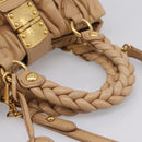 Miu Miu Matelasse Hand Bag Leather 2way Beige Gold Auth 196973V-7