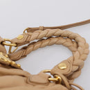 Miu Miu Matelasse Hand Bag Leather 2way Beige Gold Auth 196973V-8