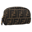 FENDI Zucca Canvas Pouch Black Brown Auth 196974-1