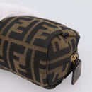 FENDI Zucca Canvas Pouch Black Brown Auth 196974-15
