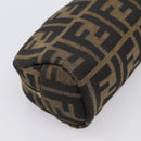 FENDI Zucca Canvas Pouch Black Brown Auth 196974-16