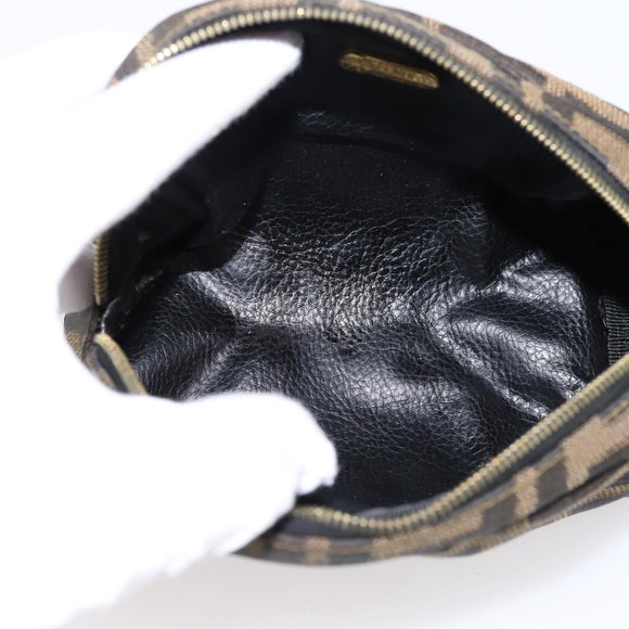 FENDI Zucca Canvas Pouch Black Brown Auth 196974
