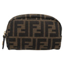 FENDI Zucca Canvas Pouch Black Brown Auth 196974-13