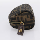 FENDI Zucca Canvas Pouch Black Brown Auth 196974-3