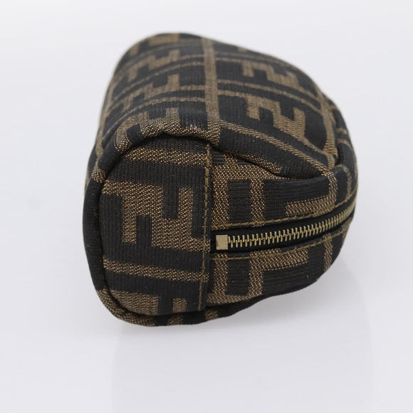 FENDI Zucca Canvas Pouch Black Brown Auth 196974