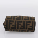 FENDI Zucca Canvas Pouch Black Brown Auth 196974-6
