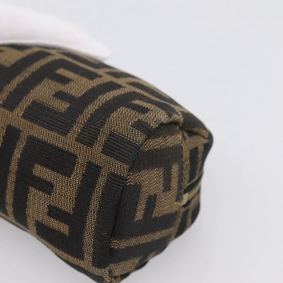 FENDI Zucca Canvas Pouch Black Brown Auth 196974