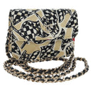 CHANEL Mini Matelasse Chain Shoulder Pouch Satin Beige Silver CC Auth 196975M-1