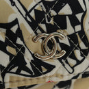 CHANEL Mini Matelasse Chain Shoulder Pouch Satin Beige Silver CC Auth 196975M-14