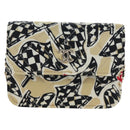 CHANEL Mini Matelasse Chain Shoulder Pouch Satin Beige Silver CC Auth 196975M-2